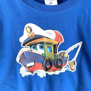 Kid’s T Shirt Cute Tugboat Boating Child's Children's Youth XS Blue Un-worn NEW